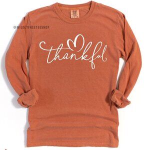 New Womens Thankful Thanksgiving Fall Season Comfort Colors® Long Sleeve T-shirt